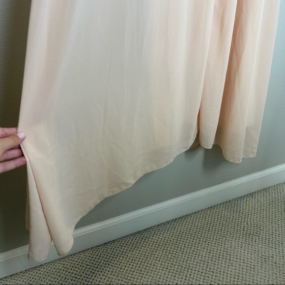 BHLDN Cayenne Maxi Chiffon Dress Blush Pink High Neck Side Slit Size Size Medium - Picture 13 of 13